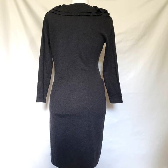 Calvin Klein Knit Dress Sz S Whimsigoth Ruffle Romantic Goth Witchy Gray Winter - Picture 7 of 12